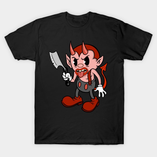 Devil With a Razor Creepy cartoony Horror Art T-Shirt by AtomicMadhouse